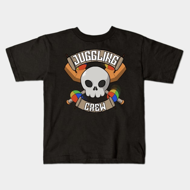 Juggling crew Jolly Roger pirate flag Kids T-Shirt by RampArt